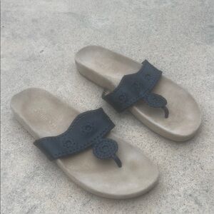 Jack Rogers Women's Black Signature Comfort Footbed Sandals Size 12